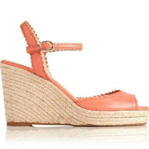 LK Bennett Seve Coral Espadrille Wedges EUC!